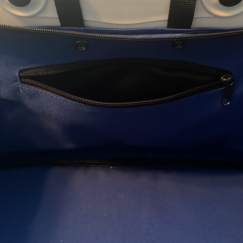 Blue white and black collapsible picnic basket with lid - Picture 7 of 9